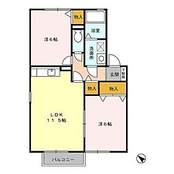アスティオン朱鷺 2LDKの間取図画像