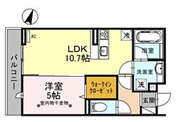 プランドール 1LDKの間取図画像