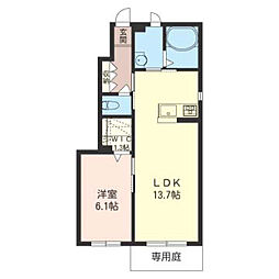 ソレアード2 1LDKの間取図画像