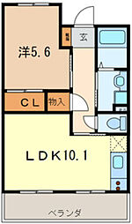 ミルフィーユふじみ野弐番館 1LDKの間取図画像