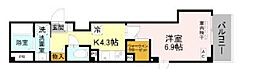 LUSSO VITA 404 1Kの間取図画像