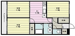 ウエストハイム 2LDKの間取図画像