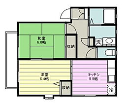 ヒルサイドテラス1 2Kの間取図画像
