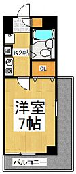 第二アビタシオン浅倉 1Kの間取図画像