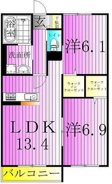 グラントレ宮城 101｜東京都足立区宮城１丁目(賃貸アパート2LDK・1階・58.69㎡)の写真 その2