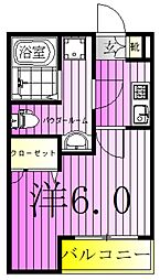 つくばエクスプレス 六町駅 徒歩18分の賃貸アパート 2階1Kの間取り