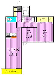 グラナーデ八潮 1階2LDKの間取り