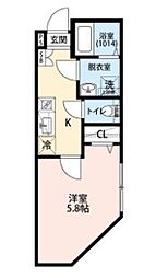 エクセラン竹ノ塚 1階1Kの間取り