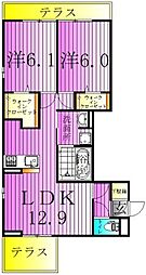 Grande CarroIII 2階2LDKの間取り