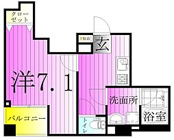 プレニーズ五反野MAXIV 11階1Kの間取り