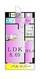 アルファコートお花茶屋2 4階1LDKの間取り