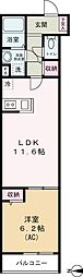 エクセラン舎人II 2階1LDKの間取り