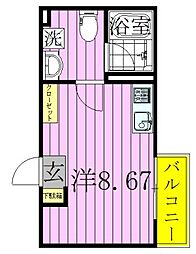 メゾンハイウェイ五反野 1階ワンルームの間取り