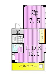 コーポシバ 1LDKの間取図画像