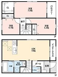 リーブルファイン足立神明 3LDKの間取図画像