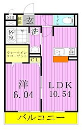 セジュール西新井 1LDKの間取図画像