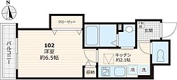 GLガーデン町屋 1Kの間取図画像