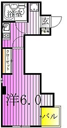 パークパレス綾瀬 1Kの間取図画像