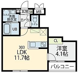 プラフィド 1LDKの間取図画像