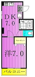 アサヒハイツ 1DKの間取図画像