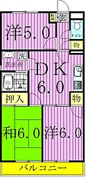 綾東ヴィレッジ壱番館 3DKの間取図画像