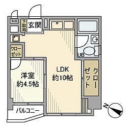 亀有中川マンション 1LDKの間取図画像