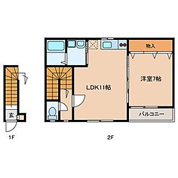 セピアコート 1LDKの間取図画像