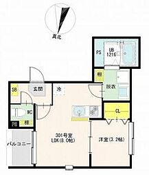 ハーモニーテラス栗原III 1LDKの間取図画像