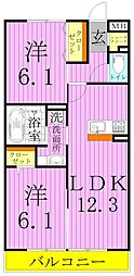 クレスト竹の塚 2LDKの間取図画像