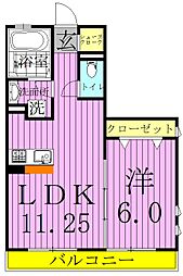 サンフレールC 1LDKの間取図画像