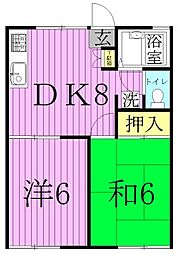 ジュネス梅島 2DKの間取図画像