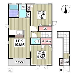 アヴニール3 2LDKの間取図画像
