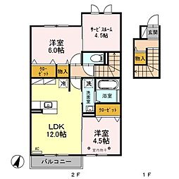 グレイスコート 2SLDKの間取図画像