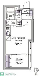 東京メトロ半蔵門線 清澄白河駅 徒歩2分の賃貸マンション 3階1LDKの間取り