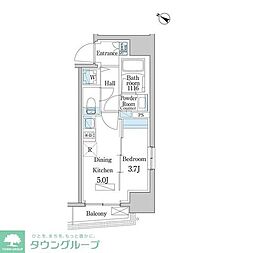 デュオフラッツ日本橋水天宮 10階1DKの間取り