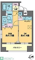 カスタリア新富町 1DKの間取図画像
