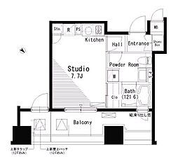 パークアクシス八丁堀 ワンルームの間取図画像