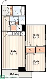 ソサエティ蔵前 1LDKの間取図画像