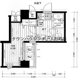 メインステージ日本橋箱崎2 1Kの間取図画像