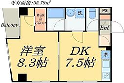 LEGACY日本橋 1DKの間取図画像