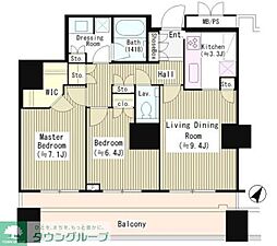 キャピタルゲートプレイスザ・タワー 2LDKの間取図画像