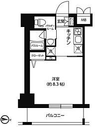レクシード両国駅前 1Kの間取図画像