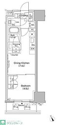 ザ・パークハビオ日本橋茅場町 1DKの間取図画像