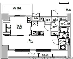 S-RESIDENCE八丁堀una 1LDKの間取図画像