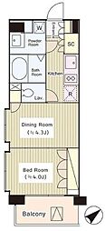 コートラクリア京橋 1DKの間取図画像