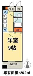 月村マンションNo.30 1Kの間取図画像