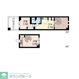 レジデンスシャルマン月島 2LDKの間取図画像