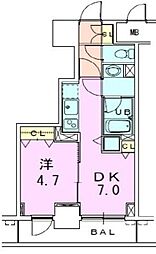 銀座レジデンス伍番館 1DKの間取図画像