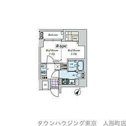 CREAL日本橋浜町 1Kの間取図画像