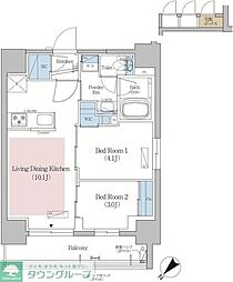 アーバネックス日本橋水天宮前 2LDKの間取図画像